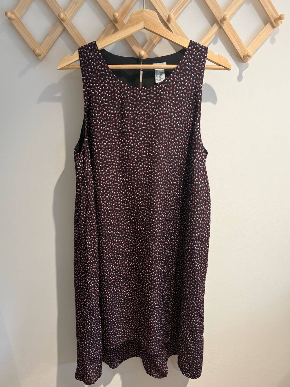 100% Silk Sleeveless Shift Dress High Low Hem
